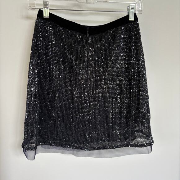 Free People Sequin Mesh Wild Child Mini Skirt Party Event Sparkle Disco Size 2 - Picture 5 of 9
